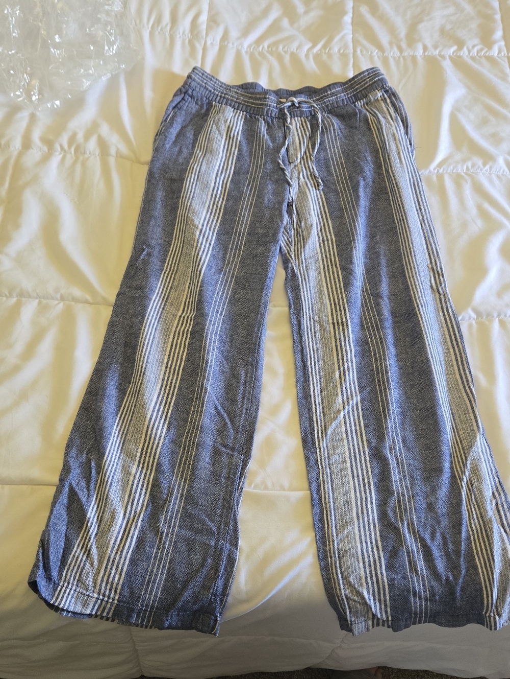 Blue and White Striped Lounge Pants